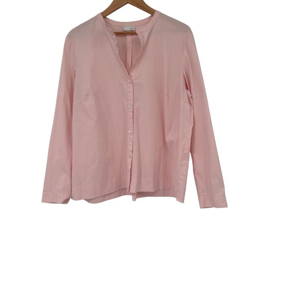 J.Jill Womens Light Pink Button-Front Long Sleeve Blouse Size Large  Cotton - Picture 1 of 5